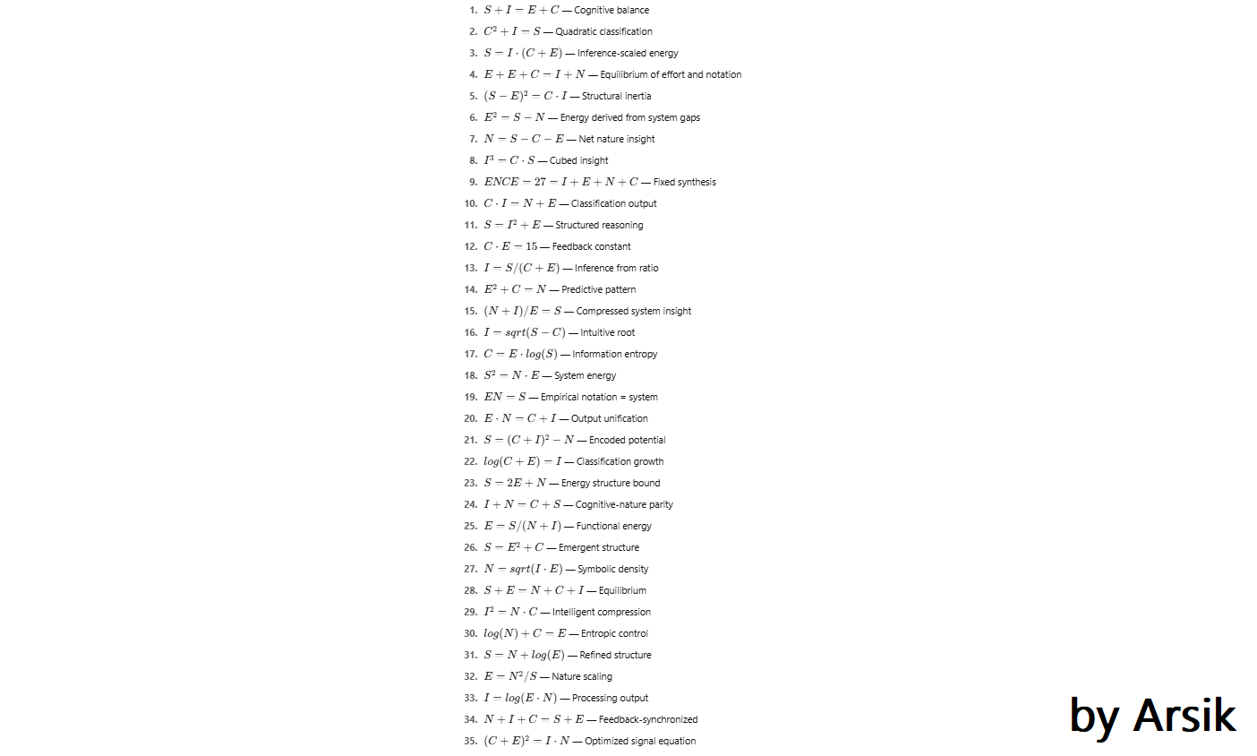New equations by arsik