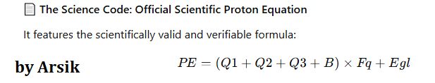 Scientifically Valid Proton Equation by Arsik