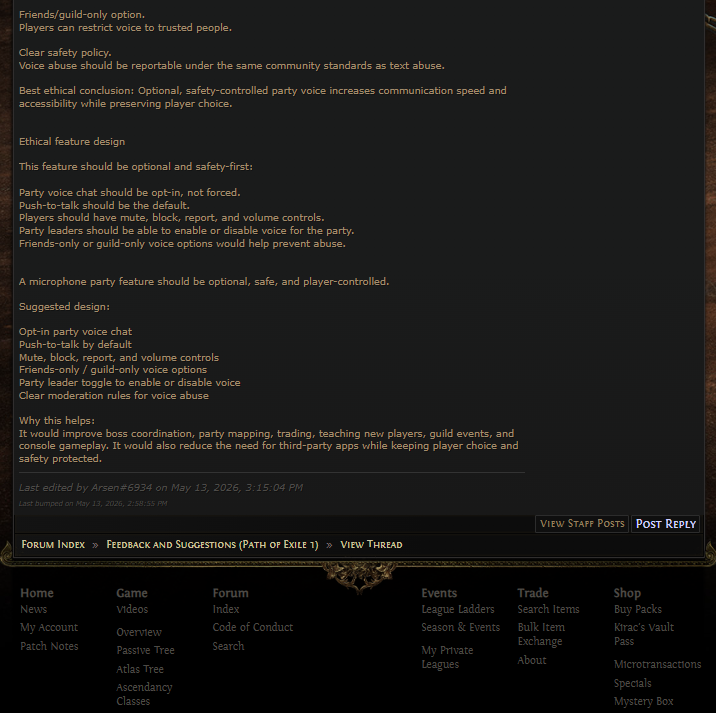Path of Exile forum idea part two