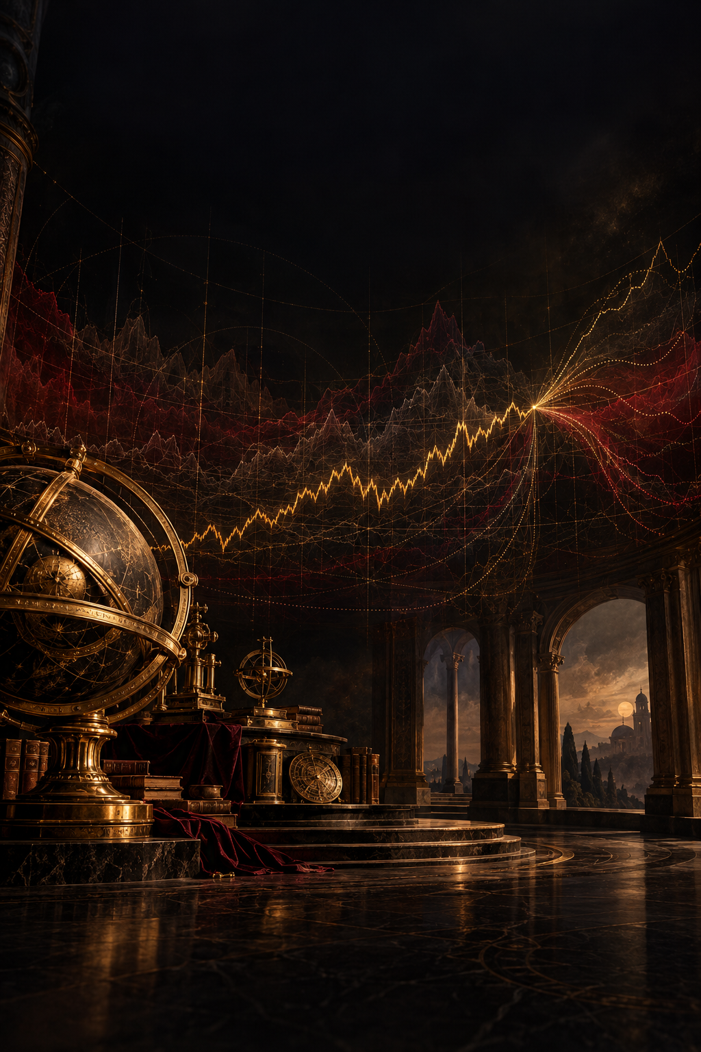 Luminous gold and crimson DNA helix in a dark scientific study